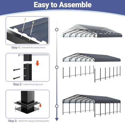 20x30 FT Heavy Duty Metal Carport Canopy