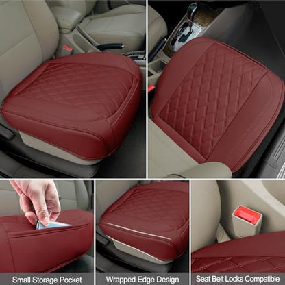 1 Pack Leather Front Car Seat Bottom Cover Red