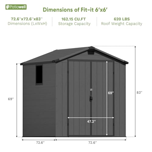 Outdoor Plastic Storage Shed 6x6 FT