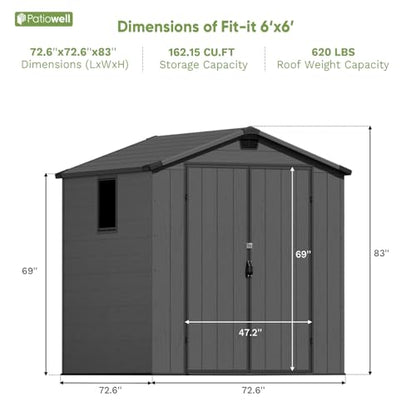 Outdoor Plastic Storage Shed 6x6 FT