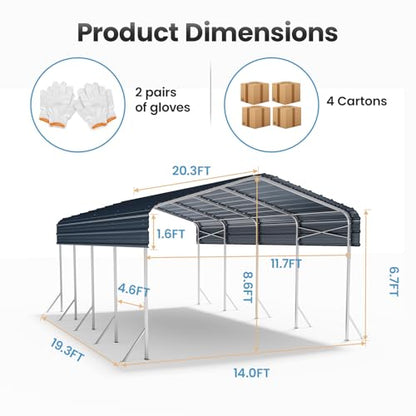 12x20' Heavy Duty Metal Carport