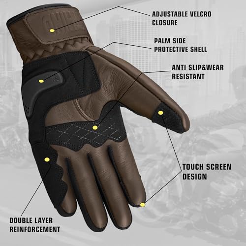 Leather Motorcycle Gloves for Men and Women