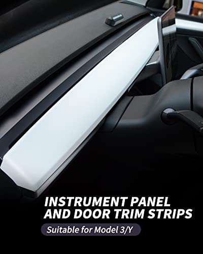 Dashboard Cover Wrap and Front Door Inner Armrest Panel Cover Trim Compatible with Tesla Model 3 2021