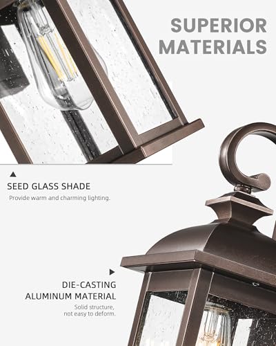 2 Pack Outdoor Wall Sconce Lights Oil Rubbed Bronze (2 Count)