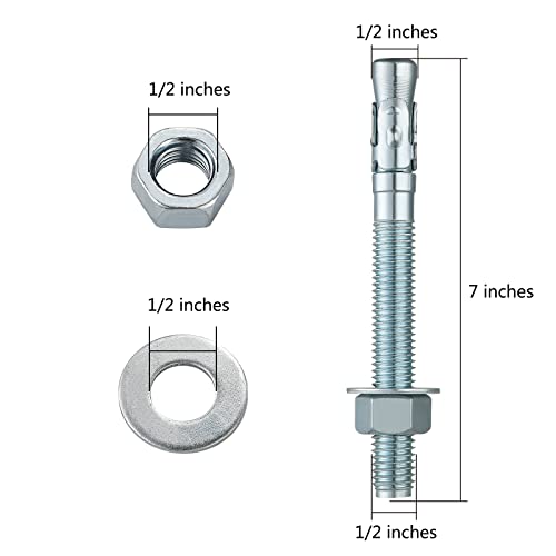 1 2x7" 50Pcs Inch Standard Fasteners for Heavy (50 Count)