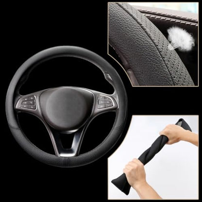 Breathable Car Steering Wheel Cover 15 inch Auto Universal Leather Wrap Non