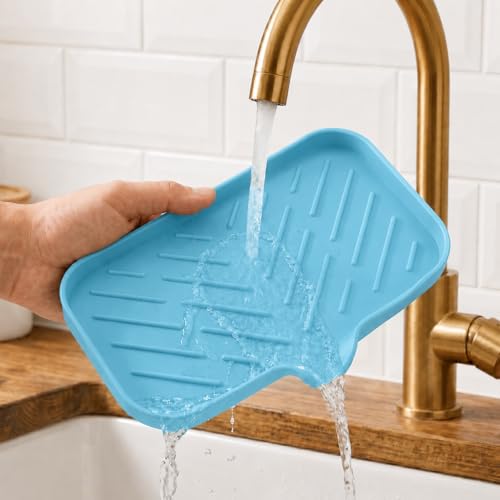 Silicone Soap Dish with Drain Spout