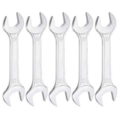 5pcs Double Open End Wrench 19mm x 22mm Metric 15 Degree Offset Angle Small Flat Head Wrench Galvanizing Open Ended Spanner for Automotive Repair Furniture Assembly (5 Count)