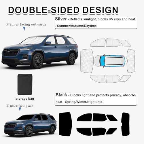 8pcs Thicken Sun Shades for Chevy Traverse 2018 (8 Count)
