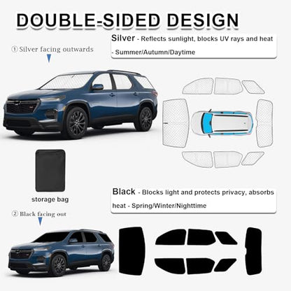 8pcs Thicken Sun Shades for Chevy Traverse 2018 (8 Count)