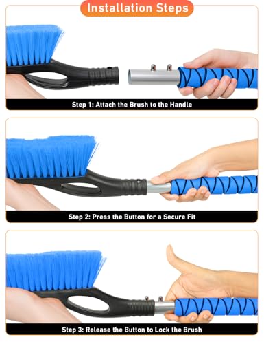 27" Aluminum Snow Brush with Ice Scrapers for Car Windshield