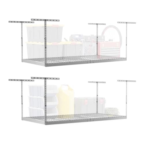 White 4x8 Overhead Garage Storage Rack 600 lb 12”