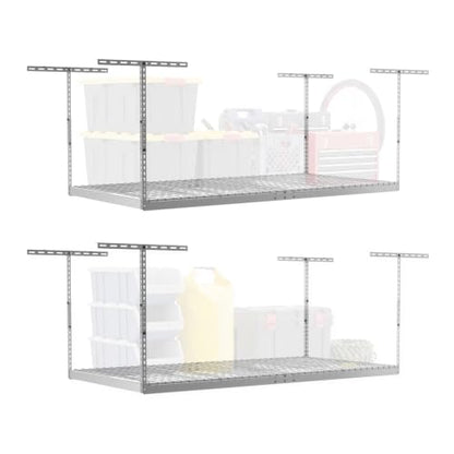 White 4x8 Overhead Garage Storage Rack 600 lb 12”