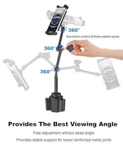 Heighten Tablet Cup Holder Mount [Super Durable] Heavy Duty Metal Cup Holder Tablet Mount for Car