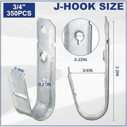 350 Pcs 3 4'' Cable Support J (350 Count)