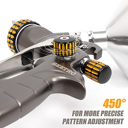 HVLP Touch Up Mini Air Spray Gun for Clearcoats 1.0mm Stainless Steel Nozzle 150ml Capacity 7.0CFM 22psi with Type 2 Adapter Air Control Valve and Filter Professional