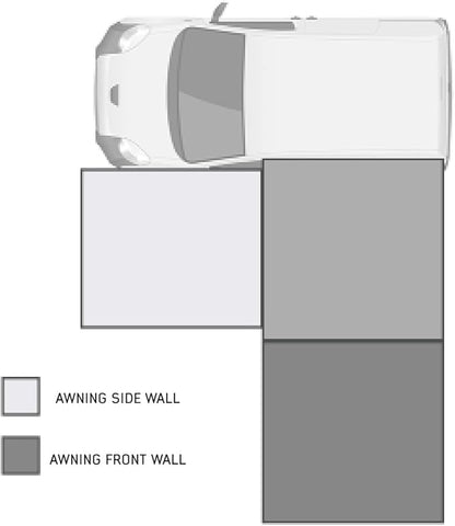 Overland Vehicle Systems HD Nomadic 6.5’ Awning Side Shade Wall - 280G Poly Cotton Rip Stop Grey Body, Green Trim - Velcro Attachment - Included Storage Bag