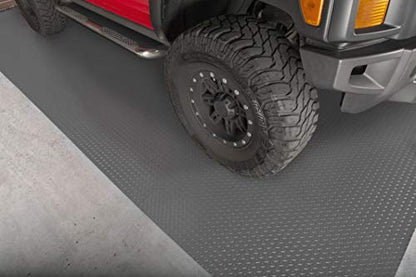 Lite Diamond Tread Pattern Slate Grey Vinyl Rollout Garage Flooring Protector Mat for the Garage and Beyond