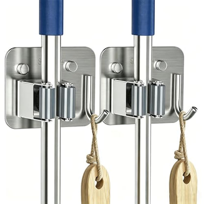 2 Pack Broom Holder Wall Mount (2 Count)