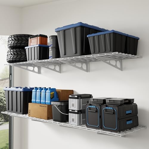 4 Pack 2x4ft Wall Shelf Garage Storage Rack Wall Mounted (4 Count)