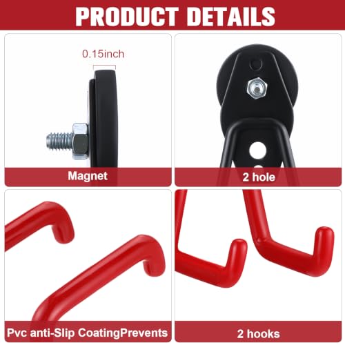 18 Pcs Large Magnetic Hooks Heavy Duty Garage Magnet Hooks Strong Storage Utility Magnetic Hangers with Anti Slip Rubber Coating for Indoor and Outdoor Hanging (18 Count)