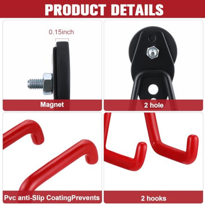 18 Pcs Large Magnetic Hooks Heavy Duty Garage Magnet Hooks Strong Storage Utility Magnetic Hangers with Anti Slip Rubber Coating for Indoor and Outdoor Hanging (18 Count)