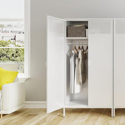Metal Storage Cabinets Locker with Hanging Rod and Adjustable Shelves