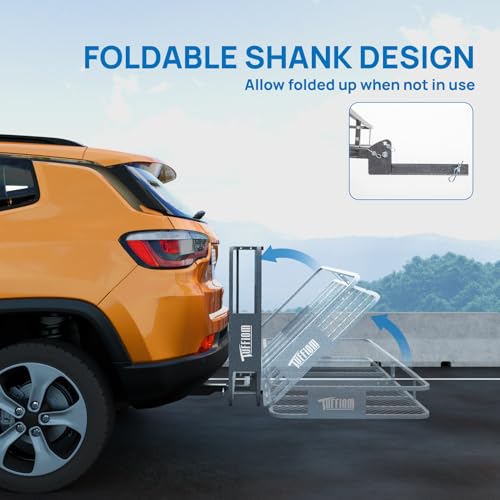 70''X 30''X6'' Folding Hitch Mount Cargo Carrier Basket with Stablizer and Straps