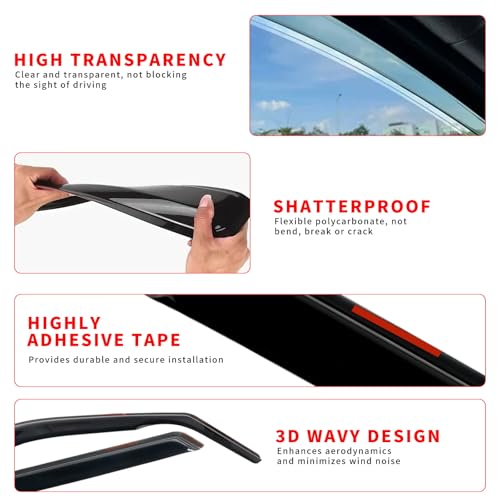 in Channel Rain Guards for Chevrolet Chevy Traverse 2018 2019 2020 2021 2022 2023 (4 Count)