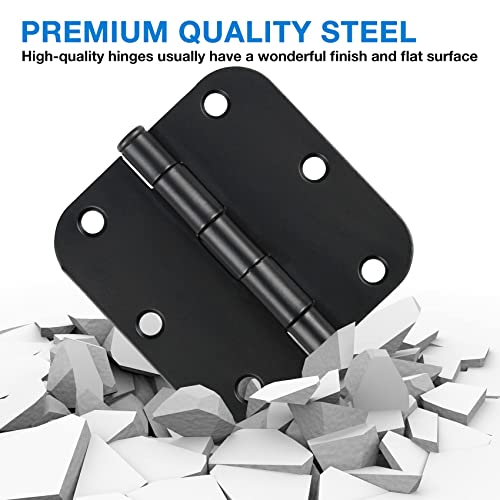 Rounded Door Hinges Matte Black 3.5 Inch for Interior 1 Pack