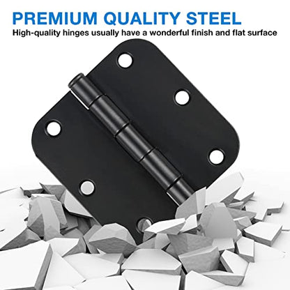 Rounded Door Hinges Matte Black 3.5 Inch for Interior 1 Pack