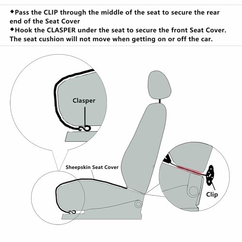 Black Genuine Sheepskin Car Seat Cover for Fuzzy Fur Wool Cushion