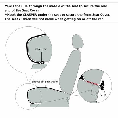 Black Genuine Sheepskin Car Seat Cover for Fuzzy Fur Wool Cushion