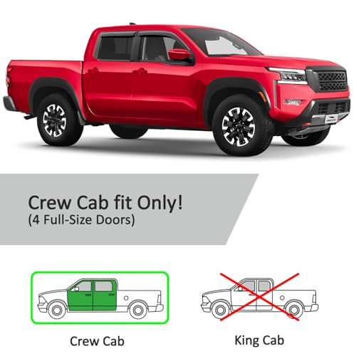 Tape on Extra Durable Rain Guards for Nissan Frontier 2022 (4 Count)