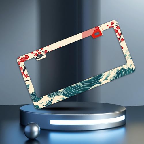 Waves Cherry Blossom License Plate Frames