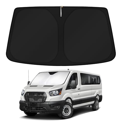 Windshield Sun Shade for 2024 2025 2026 Ford Transit 350 Accessories Custom Fit Sunshade Sun Protector Foldable Blocks UV Rays Keep Cars Cooler