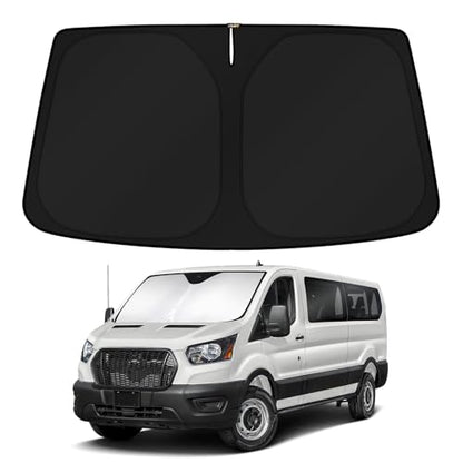 Windshield Sun Shade for 2024 2025 2026 Ford Transit 350 Accessories Custom Fit Sunshade Sun Protector Foldable Blocks UV Rays Keep Cars Cooler