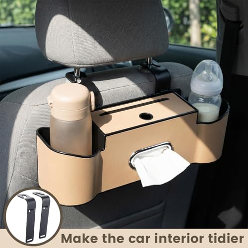 2 Pack Multifunctional Car Seat Back Storage Box Car Seat Back Organizer with Tissue Box (2 Count)