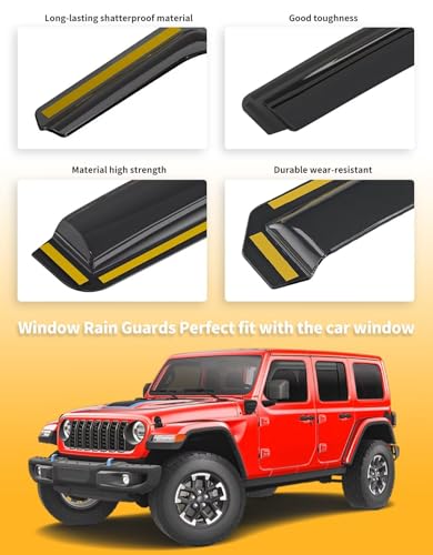 Window Rain Guards for Jeep Wrangler JL 2018 (4 Count)