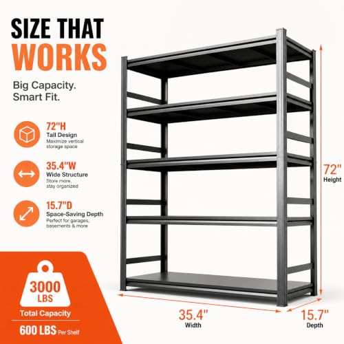 Garage Shelving 3000 LBS Adjustable Metal Storage Shelves