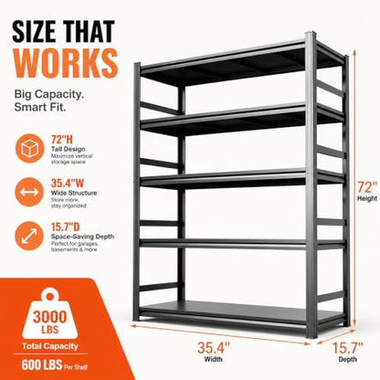 Garage Shelving 3000 LBS Adjustable Metal Storage Shelves