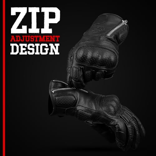 Leather Motorcycle Motorbike Knuckle Protection Powersports Gloves