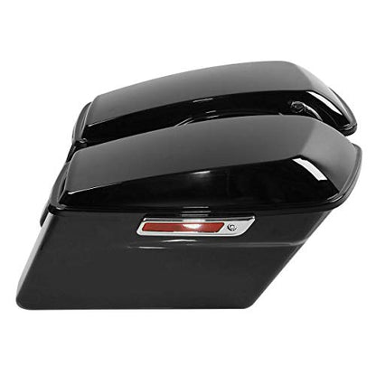 Vivid Black Hard Saddlebags with Chrome Latches Lock&Key Set Fit for Harley Touring Road King Street Glide Electra Ultra 2014 (2 Count)