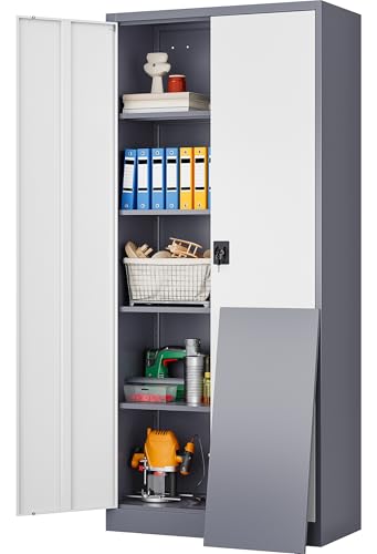 Wide & Deep Metal Storage Cabinet with Shelves