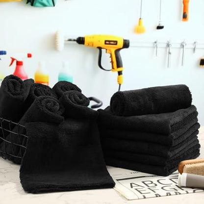 30 Pcs 16 x 16 Inch Edgeless Microfiber Plush Towels for Cars Detailing Drying Wash Polishing Absorbent Cleaning Cloths