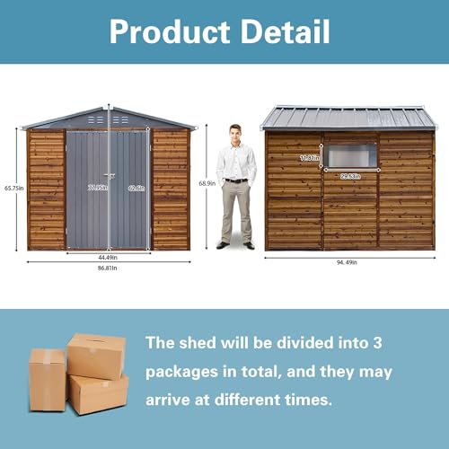 8x8 FT Outdoor Storage Shed with Windows