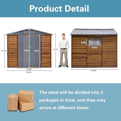 8x8 FT Outdoor Storage Shed with Windows