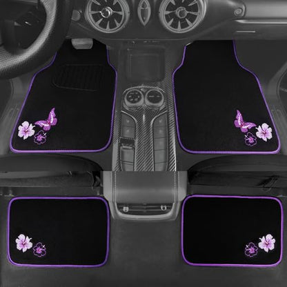 Embroidery Butterfly and Flower Car Floor Mats