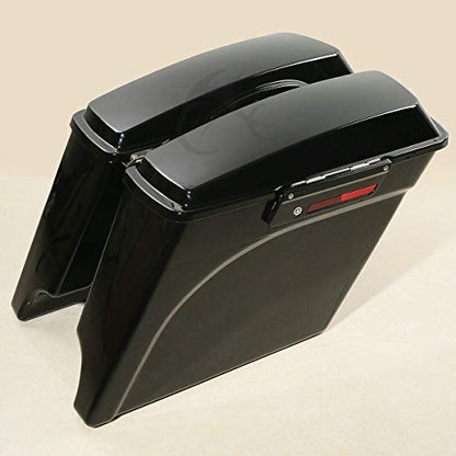 Motorcycle 5" Stretched Saddlebags with Black Conversion Brackets Fit For Harley Softail Deluxe Heritage Softail 1984 (2 Count)