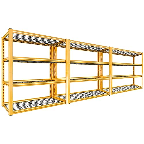 40" W Yellow Garage Shelving with Double (3 Count)